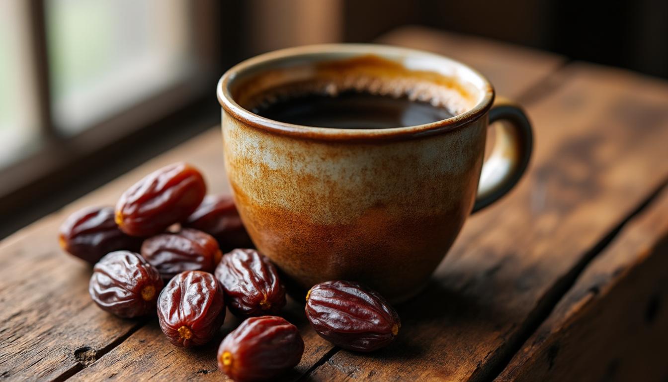 goûtez à l'originalité avec le café aux noyaux de dattes ! une boisson saine et savoureuse, idéale pour découvrir une alternative gourmande au café traditionnel.
