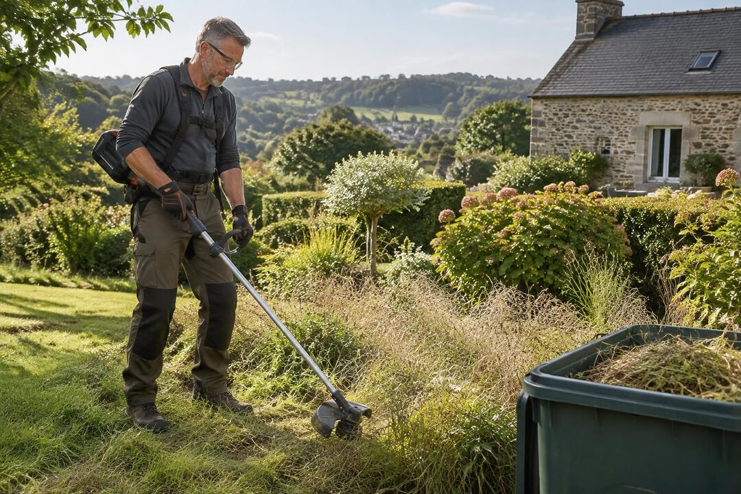 près de dinan, un expert réinvente l’entretien des jardins avec un outil écologique qui limite les risques d’incendie.