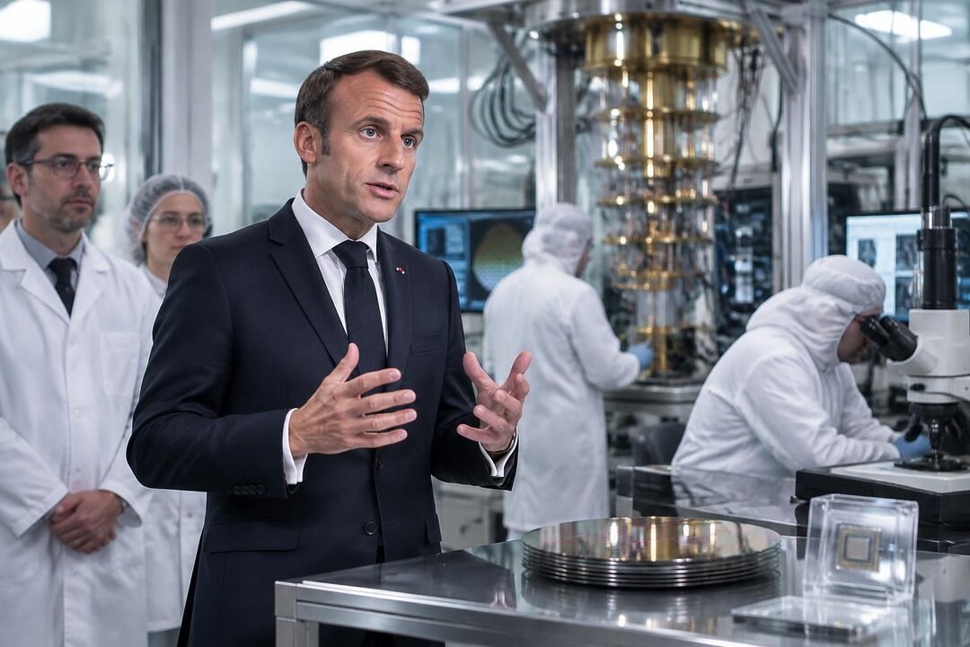 emmanuel macron dévoile 1,55 milliard d’euros d’investissement pour accélérer la recherche française en quantique et dans les semi-conducteurs.