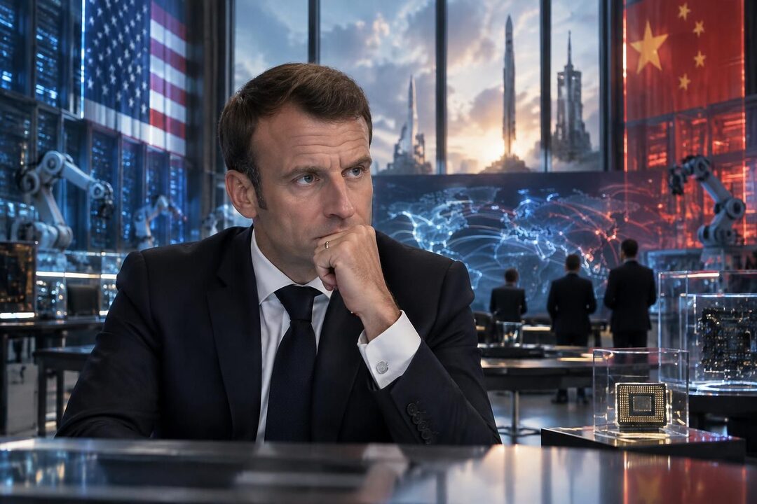 emmanuel macron réagit à la montée en puissance des états-unis et de la chine dans les technologies clés et souligne les enjeux pour l’europe.