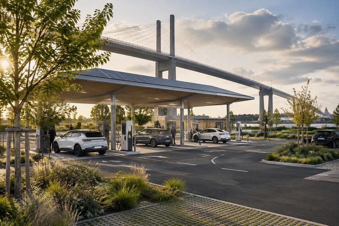une station-service bas carbone ouvre aux portes de nantes, au pied d’un pont emblématique : découvrez ce nouveau lieu dédié à une mobilité plus durable.